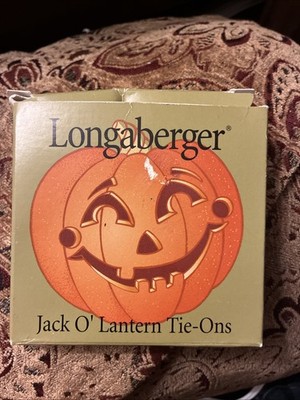 Longaberger 2001 Jack O'Lantern TieOns In Original Box Never Used Free Shipping