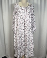Eileen West Nightgown Floral Flannel Midi Size Large Long Sleeve Granny Cottage