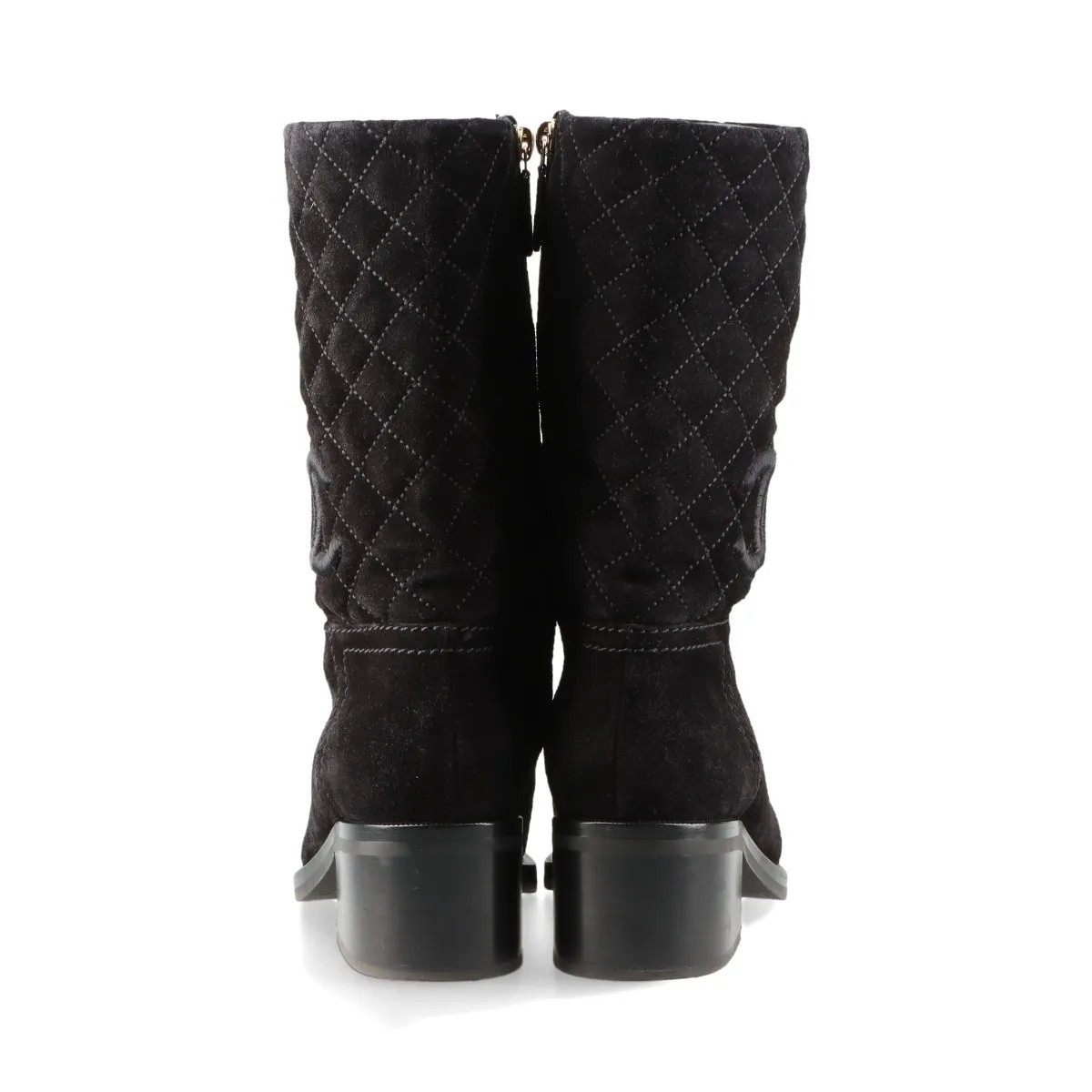 Chanel Coco Mark Matelasse Suede Boots 37C Ladies' Black G38158 Is there dirt on thumbnail 6