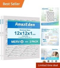 High-Efficiency 12x12x1 MERV 8 Air Filters 2 Pack - Dust  Allergen Shield