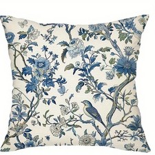 Pack of 2 Blue floral bird pattern vintage printed cushion covers living room so