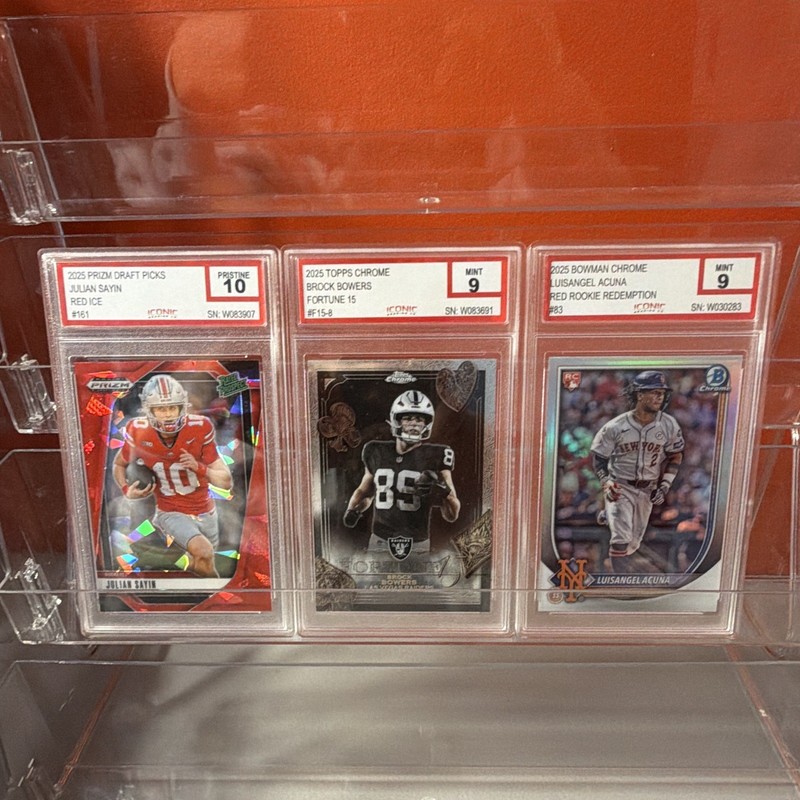 Panini 2025 3-Card Graded Lot Sayin/Bowers/Acuna Red Ice Fortune15 #s