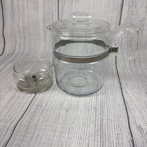 Vintage Pyrex 7759 Flameware 9 Cup Percolator Coffee Pot - No Stem Yes Basket