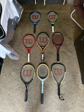 Lot of 8 Wilson Tennis Rackets 3 Covers Mixed Models Adult Recreational Use