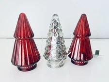 Target Bullseye Playground Christmas 2023 Set Of 3 Glass Trees 2 Red 1 Mercury