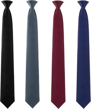 Bencailor 4 Pcs 24 Inch Men's Clip-on Ties Solid Color Men's Tie Pretied Clip...
