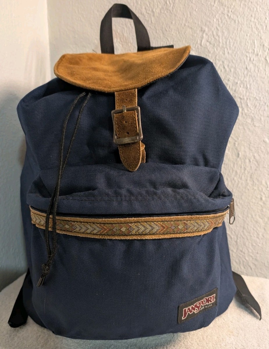 Vintage 90s Jansport Suede Aztec Backpack Day Pack Hiking