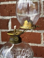 Antique Vary Rare 1866 Hall Kerosene Oil Lamp #1 Oil Burner & Glass Chimney