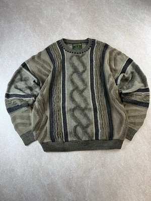 Tosani 90s Vintage Coogi Style 3D Knit Sweater Men s L Wool Blend Canada Made