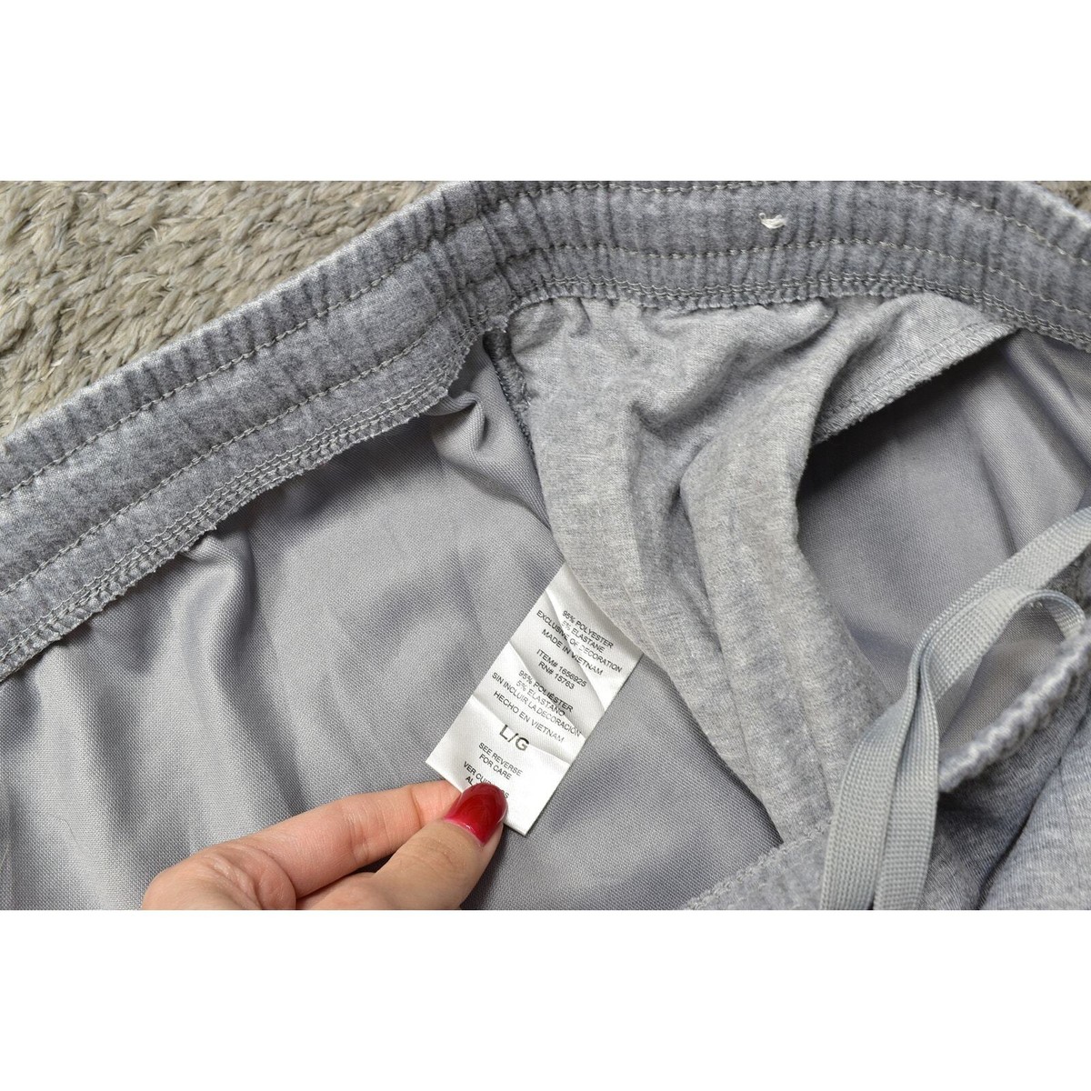 Champion Gray Sweatpants L Polyester Men Skinny Drawstring Champion Gray Sweatpants L Polyester Men Skinny Drawstring