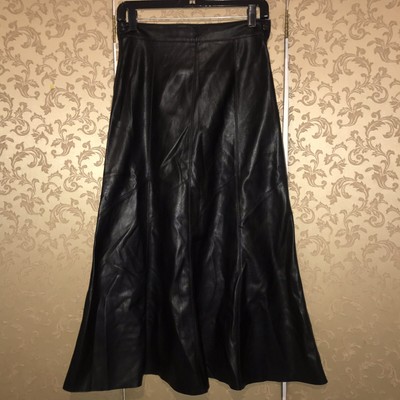 zara faux leather midi skirt
