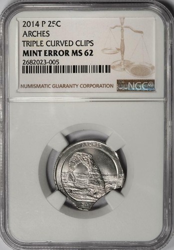 2014 NGC MS62 Large Triple Clips Arches Quarter Mint Error Super Rare Date - Picture 2 of 4