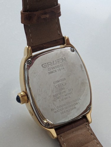 Reloj Gruen Moon Face Hecho en Suiza GSM009 ~ 1 Joya ~ Cuadrado Hombre - Imagen 4 de 10