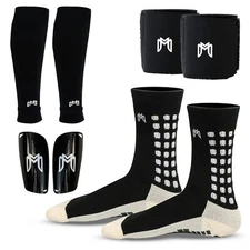 MediCaptain Soccer Grip Socks, Shin Guards, Pre-Cut Sock Sleeves & Guard Straps