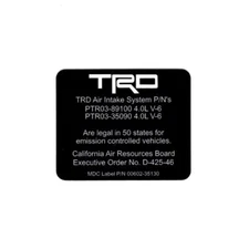 New TRD Cold Air Intake Carb Decal - 4Runner FJ Tacoma w/ 4.0L Engine -Pass Smog