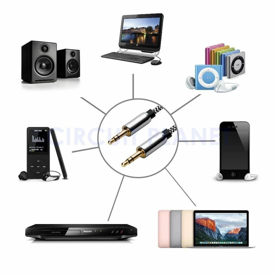 1M - 3.5MM Jack Plug Aux Cable Audio Lead For to Headphone MP3  PC Cars - Image 2 of 4