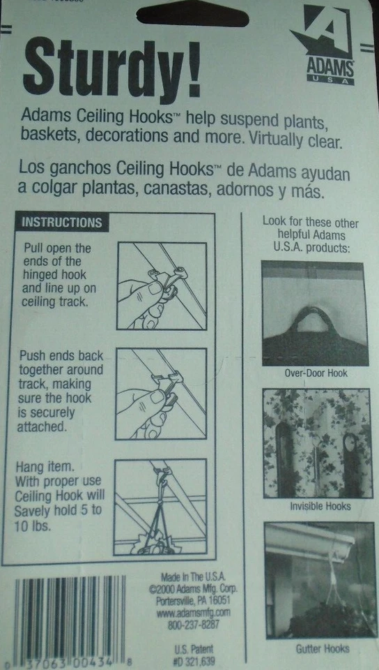 Ganchos de techo de plástico transparente con bisagra - Colgador de techo de rejilla - 2 piezas Foto 3 de 4