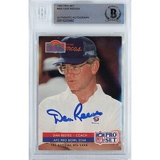 Dan Reeves Signed 1992 Pro Set #400 Denver Broncos Beckett BAS Slabbed NFL Auto