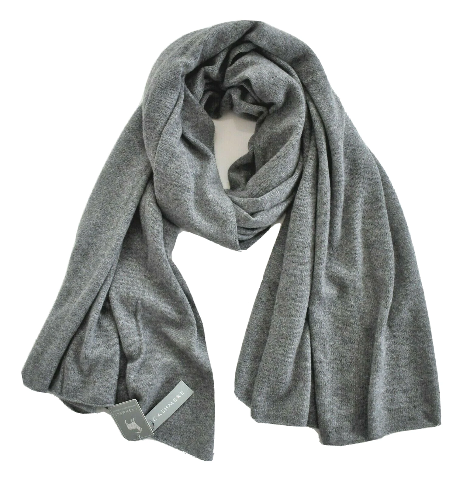$300 New INCASHMERE IN CASHMERE Heather Gray 100% CASHMERE Knit OVERSIZED Scarf
