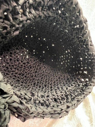 Black Woven Hat Ribbon Headband and Top Loops Vtg MCM Handmade - Picture 5 of 9
