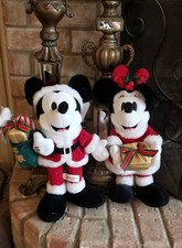 Vintage 1989 Disney Christmas Mickey Minnie LARGE Plush Set 15" Ex Cond w/tags
