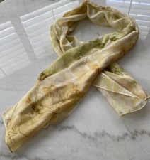 GORGEOUS! Muted Shades of Yellow Signed Scarf Maguy Valetta 54 x 17"