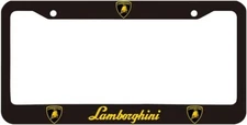 "Lamborghini" Black License Plate Frame, Custom Made of Powder Coated Metal