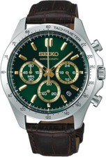 Seiko Spirit SBTR017 Chronograph Green Dial Men's Watch Leather band New in Box