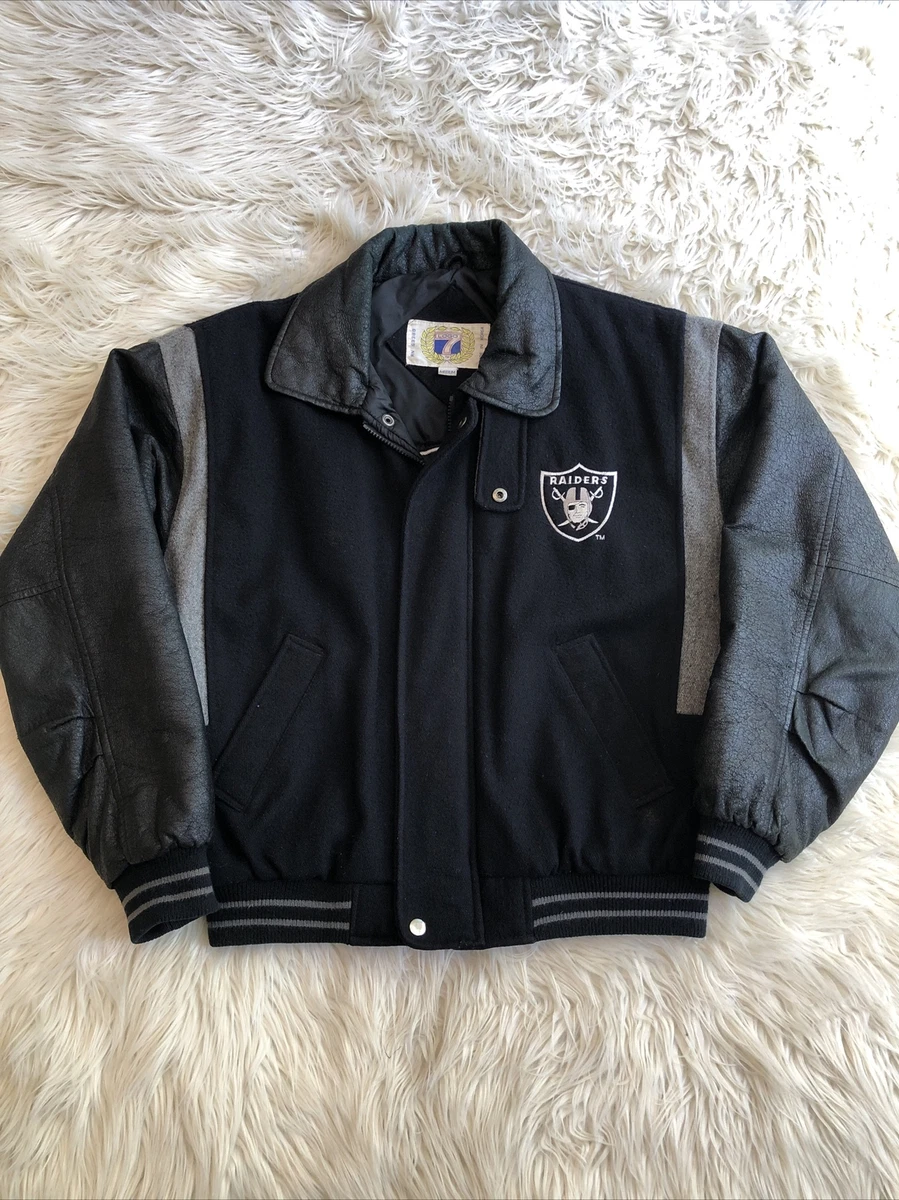 Logo Las Vegas Raiders Varsity Black Full-Zip Wool/Leather Jacket