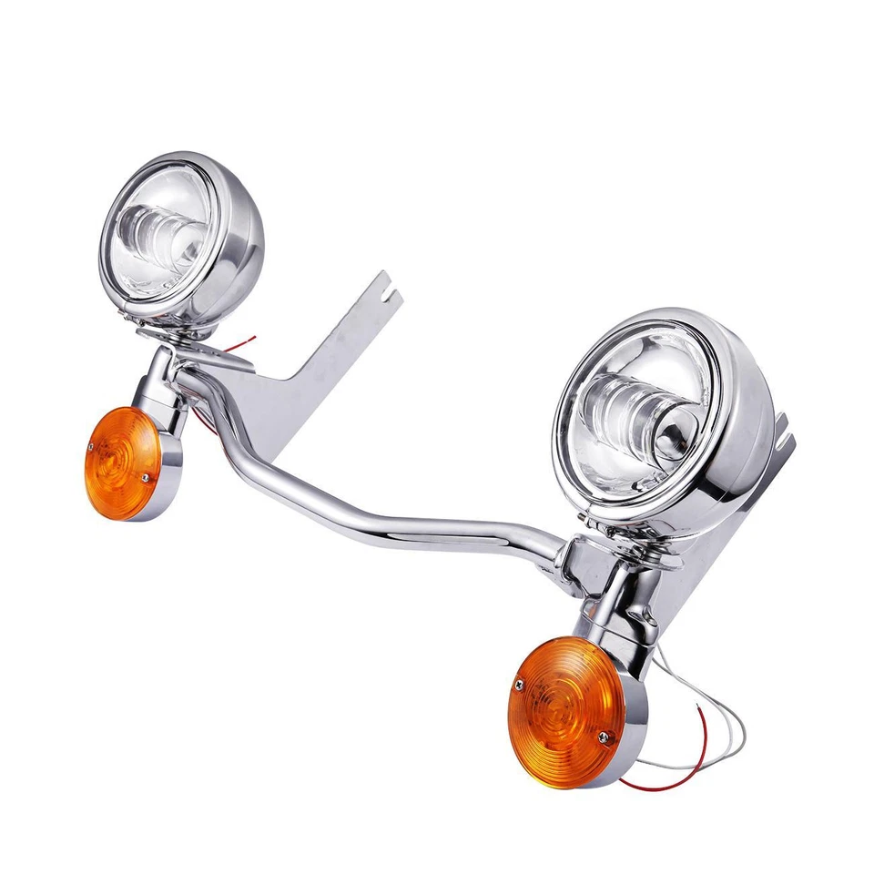 4.5" LED Passing Turn Signal Lights Bracket For Heritage Softail Classic FLSTC - Image 2 of 4