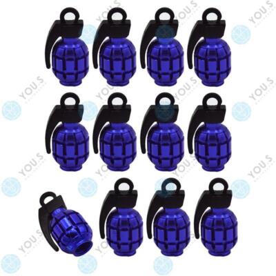 SENZEAL 5 Tappi Valvola Auto A Forma Di Granata In Alluminio E Plastica, Universali Per Auto, Moto, Camion, Colore Blu Cielo - 3