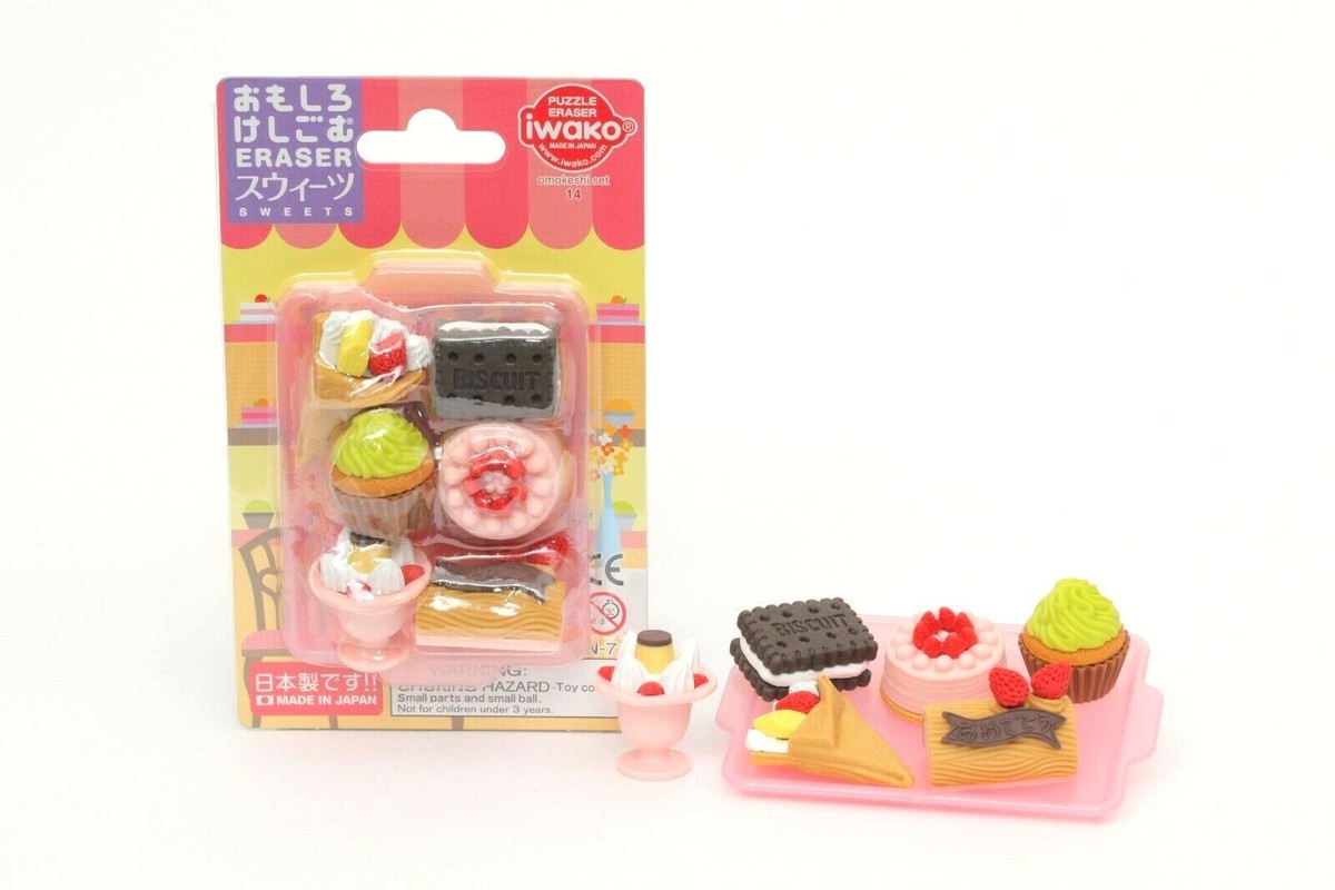 IWAKO Japanese Puzzle Erasers SWEET DESSERT COMBO Blister Card Set