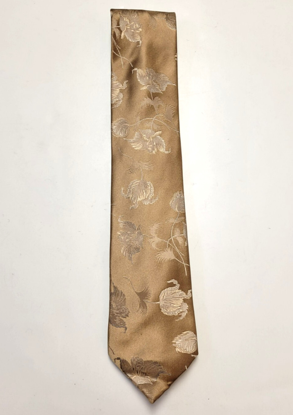 $198 New ITALO FERRETTI Men's Neck Tie 100% SILK Gold Tonal Floral MADE IN ITALY