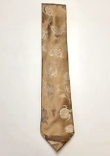 $198 New ITALO FERRETTI Men's Neck Tie 100% SILK Gold Tonal Floral MADE IN ITALY