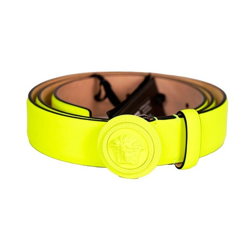 95/38 NEU 525 $ VERSACE fluoreszierend gelb BIGGIE MEDUSA LOGO SCHNALLE Leder GÜRTEL - Bild 7 von 14