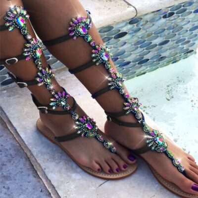 Women's Gladiator Sandals Slave Rhinestones Straps Shoes TOOCOOL JM0801