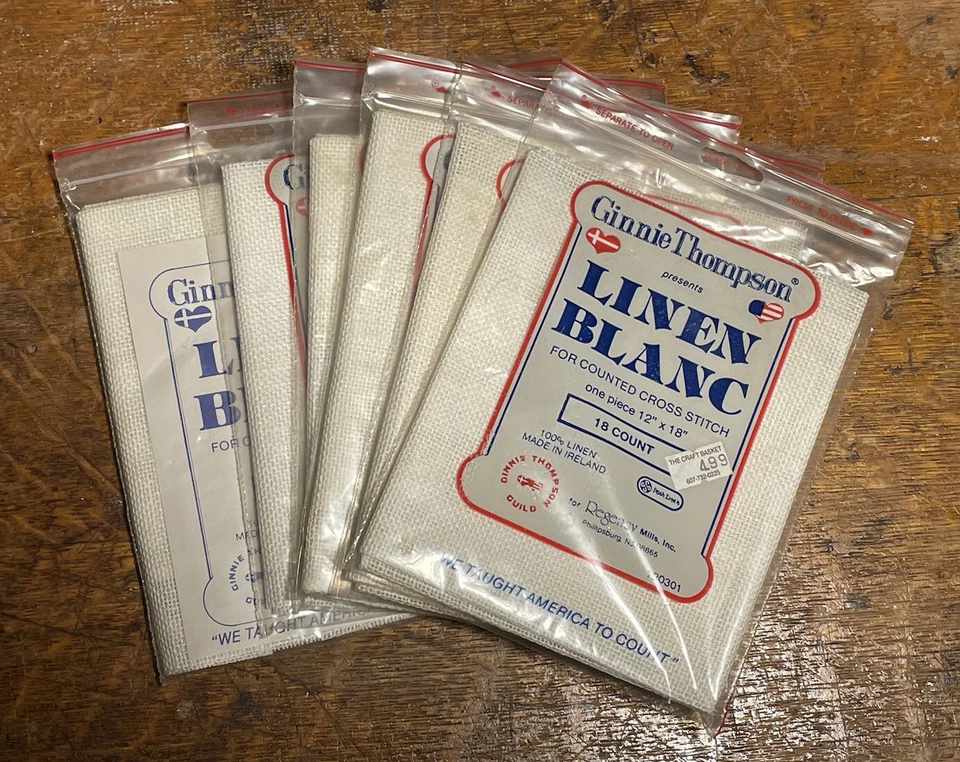 Linen Blank 18 Count Off White 12 x 18 Inches Ginnie Thompson Sealed Vintage New - Image 3 of 3