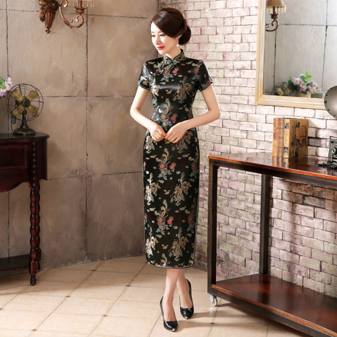 dragon satin dress Dragon Pink Kimono Robe Dress DATURA