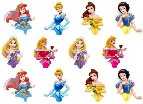 24 Half Body Princess Theme Party Edible Wafer Cup Cake Toppers - Afbeelding 1 van 21