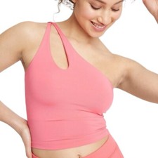 All In Motion Asymmetrical Pink Cropped Light Support Sports Bra Size XL NEW