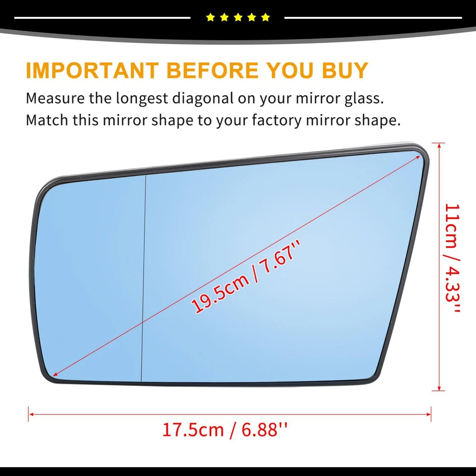 A202-810-07-21 Espejo Vidrio Calefacción con Placa de Respaldo Lado del Conductor para Benz C220 Foto 3 de 4