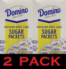 2x DOMINO Premium Pure Cane Sugar 100 Count Packets 12.35 oz Box - 2 PACK