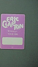 Eric Clapton backstage pass satin cloth Working Personnel Behind the Sun 1985