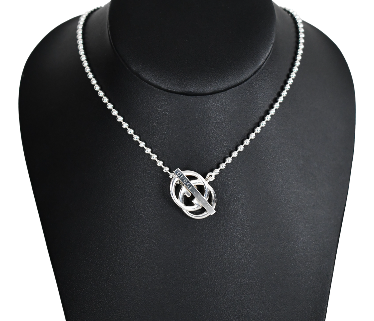 GUCCI BRITT INTERLOCKING GG LOGO 925 STERLING SILVER Ball GUCCI BRITT INTERLOCKING GG LOGO 925 STERLING SILVER Ball