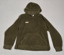 Columbia Sweatshirt Men Large Green Hoodie Sherpa Fleece Pullover Made in USA