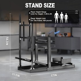Marada 4080 Aluminum Racing Sim Cockpit With TV Stand Fit Logitech Thrustmaster