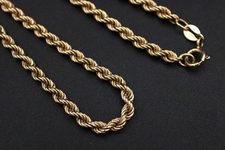 .375 9ct YELLOW GOLD Classic 16" x 4mm Rope / Knot Chain Necklace 5.05g K18