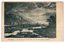 Postcard: CA Ecker M. Eckert feçit. Heidelberg - Das Schloss bei Monds