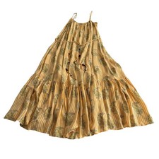 J. Crew NWT Caspia Yellow Striped Crepe de Chine A Line Ruffled Hem Maxi Dress S