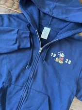 Walt Disney World Full Zip sweatshirt hoodie Navy Blue Mickey Mouse 1928 Small